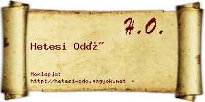 Hetesi Odó névjegykártya